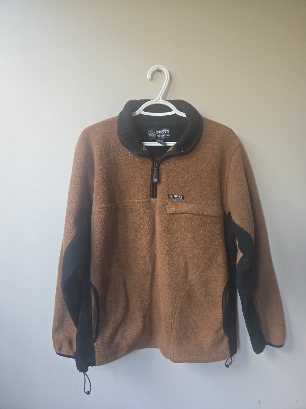Vintage Misty Mountain Quarter Zip Fleece Pullover Brown Black Size M